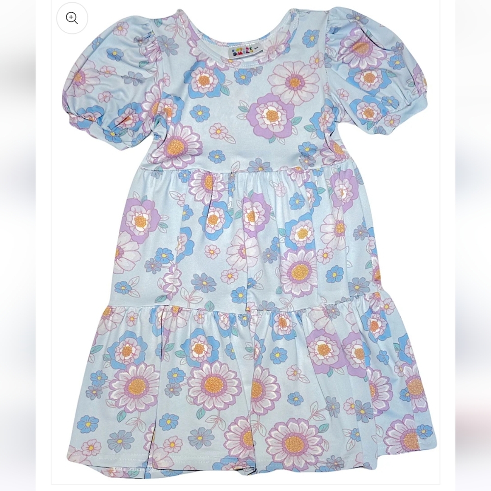 Dot Dot Smile Whimsical Petals Tier Dress Toddler Girls 3T 4T 3/4 Light Blue